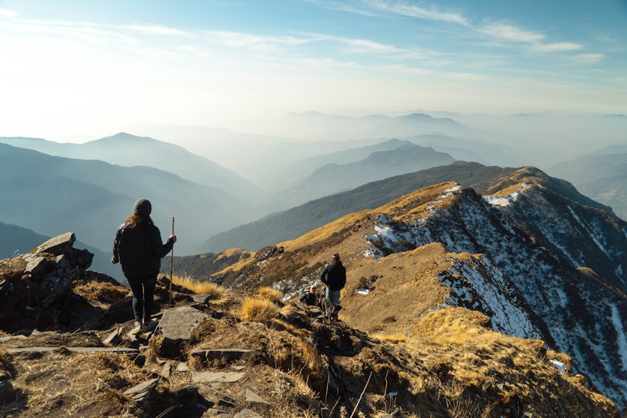 Winding mountain trail with scenic valley view
